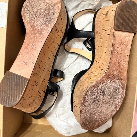 Cole Haan Black Gillian Mid Wedge Sandals with Ankle Buckle - in original box - Picture 6 of 9